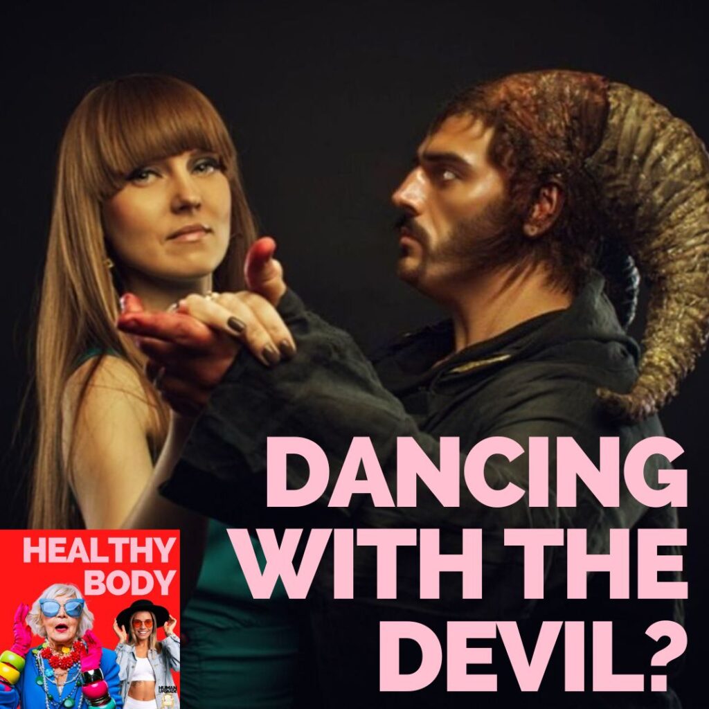 Attractive Woman dances with Devil